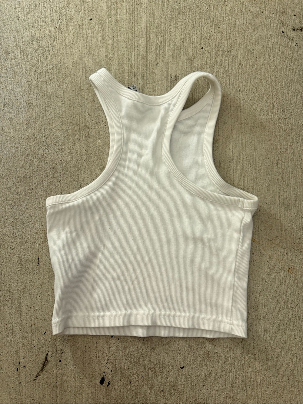 White Ribbed Racerback Crop Tank - Picture 2 of 5